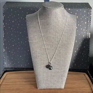 Elegant Silver Necklace with Black Pearl Pendant